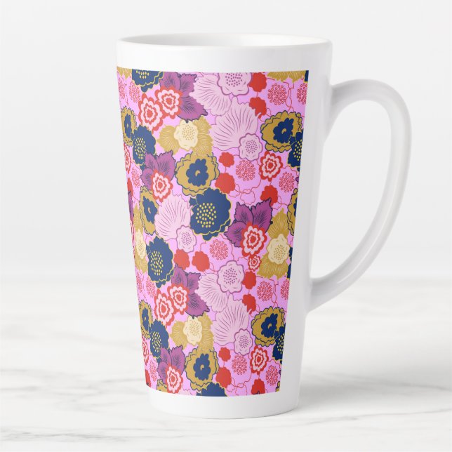Taza De Café Latte Flores de primavera (Derecha)