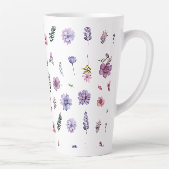 Taza De Café Latte Flores de primavera acuarela conjunto del núcleo d (Derecha)