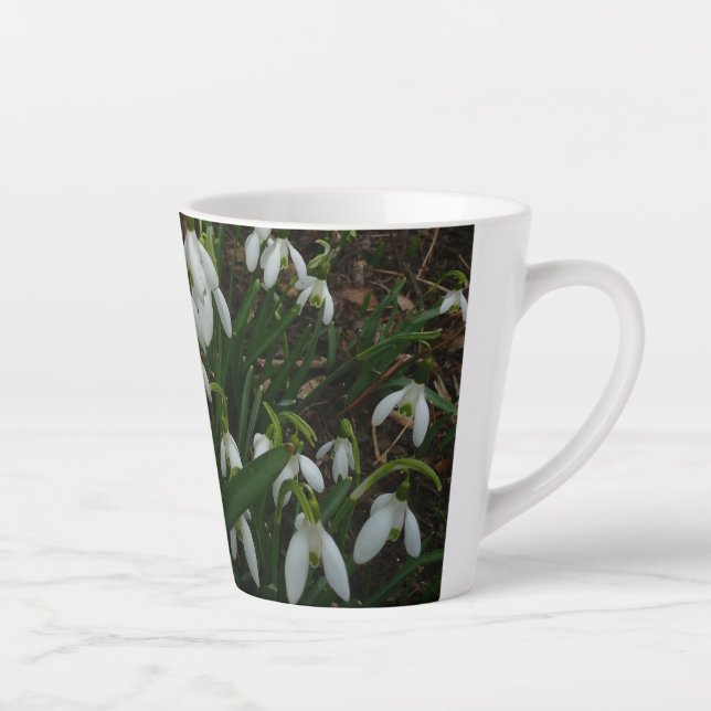 Taza De Café Latte Flores de Primavera Blanca (Galanthus) (Derecha)