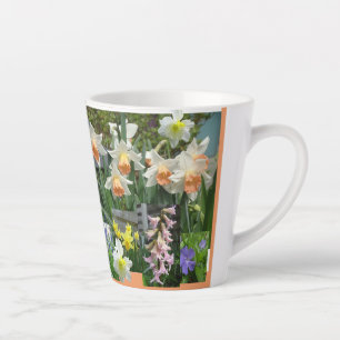 Taza De Café Latte Flores de primavera collage Latte Mug