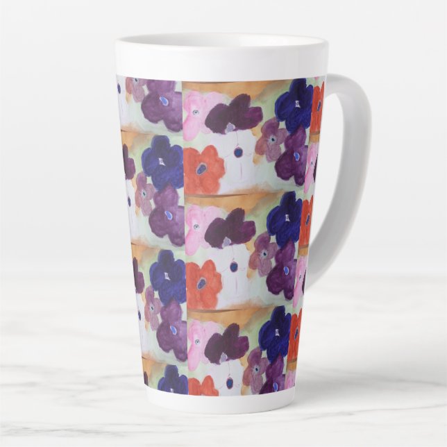 Taza De Café Latte Flores de primavera de Anemone (Ángulo derecho)