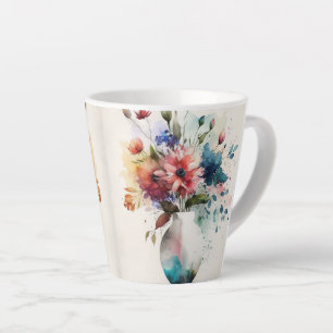 Taza De Café Latte Flores De Rosa Azul Dk Multicolor #4