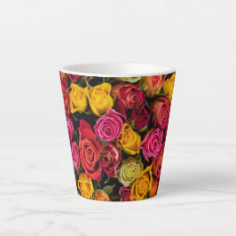 Taza De Café Latte Flores de Rosas  
