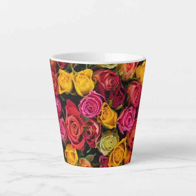Taza De Café Latte Flores de Rosas   (Anverso)