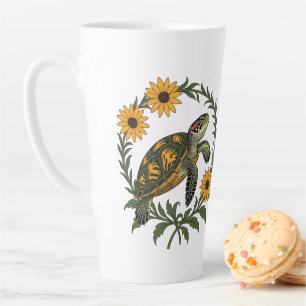 Taza De Café Latte Flores de Terrapin de Maryland y Susana de Ojos Ne