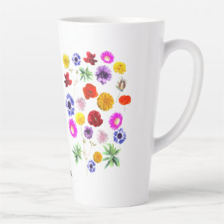 Taza De Café Latte flores de verano coloridas, hola verano