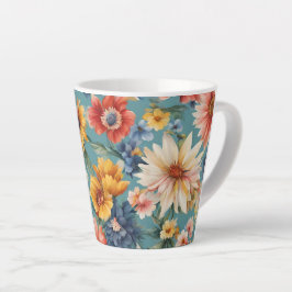 Taza De Café Latte Flores de verano elegantes y sorprendentes