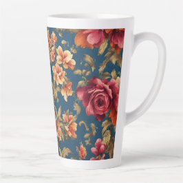 Taza De Café Latte Flores de Vintage Grande italianas exquisitas