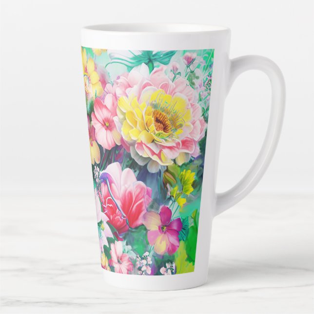Taza De Café Latte Flores en plena floración (Derecha)
