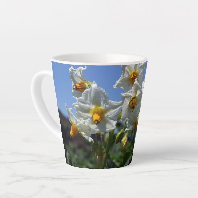 Taza De Café Latte Flores estéticas Solanum tuberosum (Ángulo izquierdo)