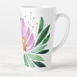 Taza De Café Latte Flores florecen obras de arte violeta original acu