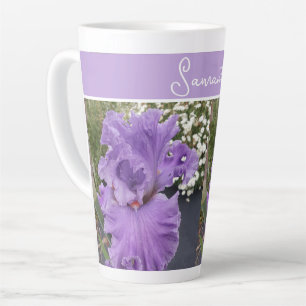 Taza De Café Latte Flores Iris Flores Lavanda Púrpura Flor Lilac Flor