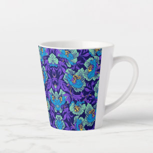 Taza De Café Latte Flores moradas y azules William Morris