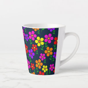 Taza De Café Latte Flores Multicolores Patrón Floral
