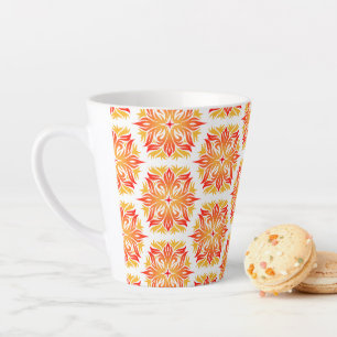 Taza De Café Latte Flores naranjas, Patrón De Flores, Patrón Floral