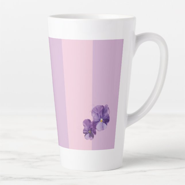 Taza De Café Latte Flores Pansy Latte Mug (Derecha)