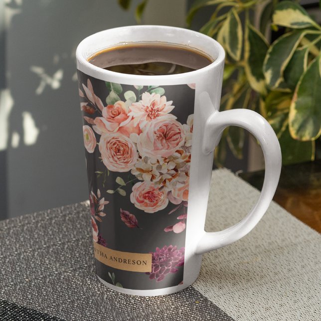 Taza De Café Latte Flores pasteles modernas y regalo personalizado de (Subido por el creador)