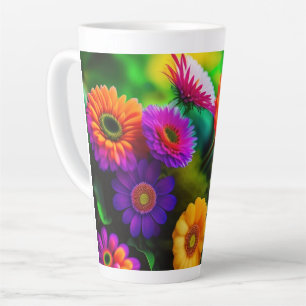 Taza De Café Latte Flores por todas partes