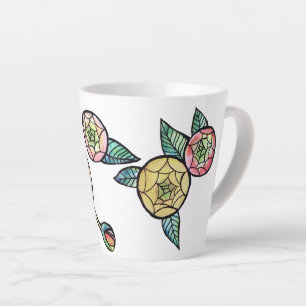 Taza De Café Latte Flores Ranunculus Ilustracion de flores de color r