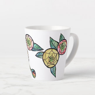 Taza De Café Latte Flores Ranunculus Ilustracion de flores de color r