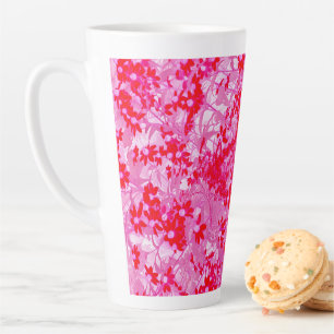 Taza De Café Latte Flores Rojas Bonitas