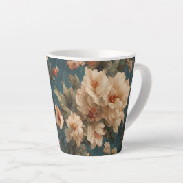 Taza De Café Latte Flores rojas de coral exquisito blanco y exuberant