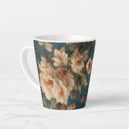 Taza De Café Latte Flores rojas de coral exquisito blanco y exuberant