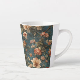 Taza De Café Latte Flores rojas de coral exquisito blanco y exuberant