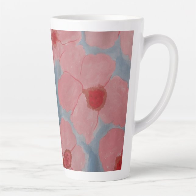 Taza De Café Latte Flores rosadas de caramelo (Derecha)