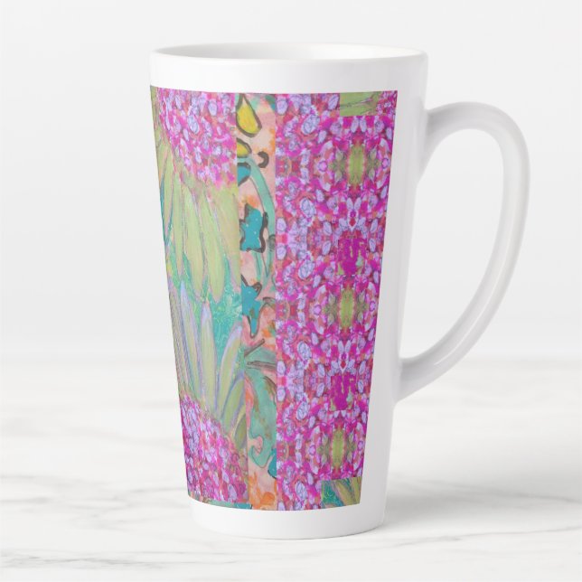Taza De Café Latte Flores rosadas vibrantes (Derecha)