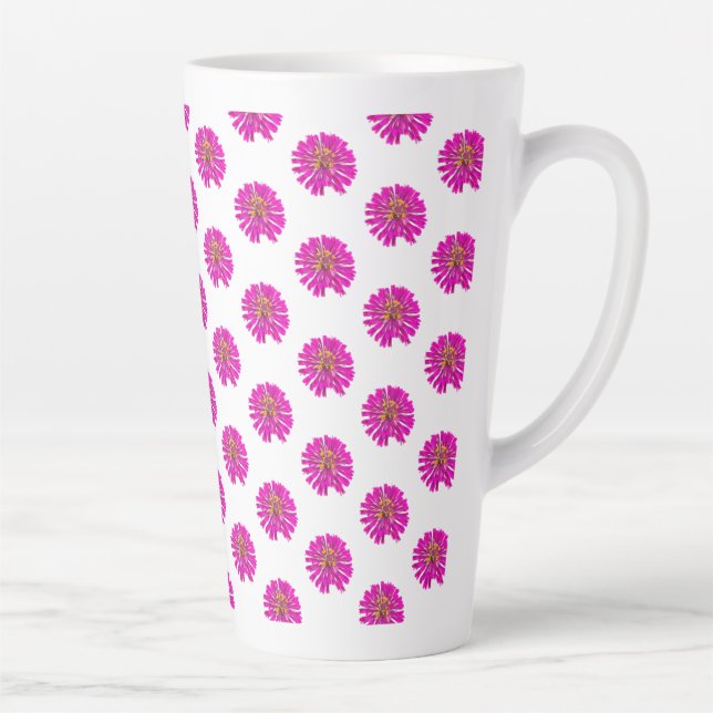 Taza De Café Latte Flores rosadas y amarillas (Derecha)