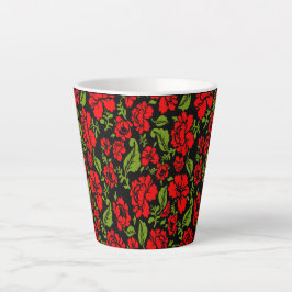 Taza De Café Latte Flores Rosas