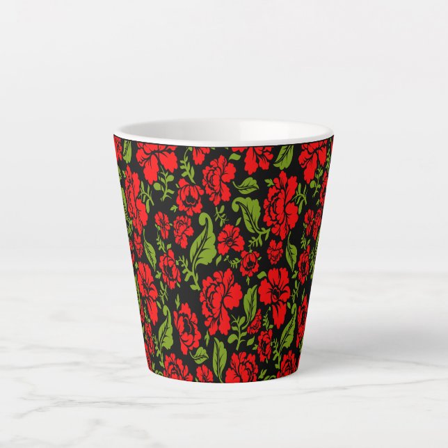 Taza De Café Latte Flores Rosas (Anverso)