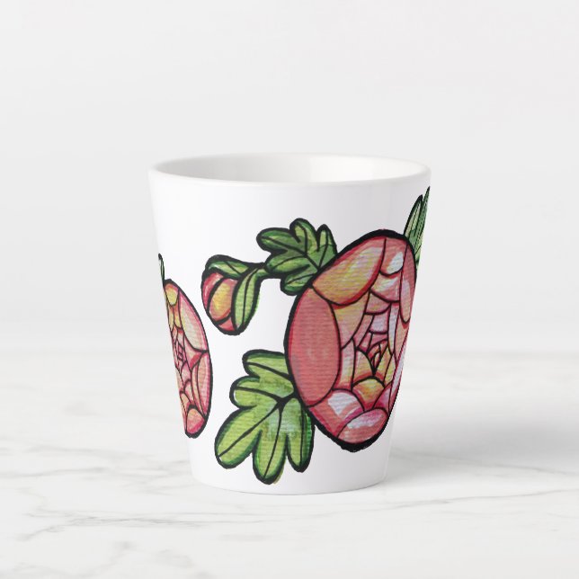 Taza De Café Latte Flores rosas (Anverso)