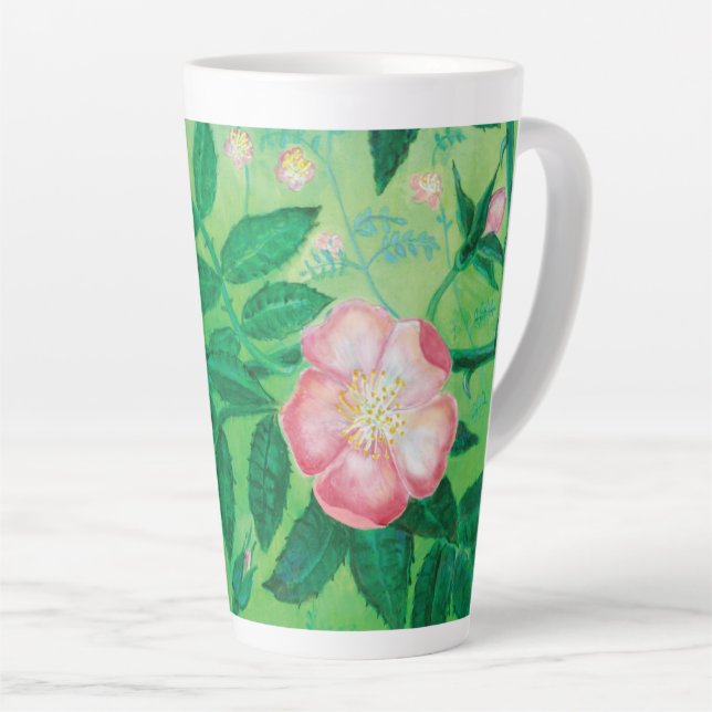 Taza De Café Latte Flores rosas silvestres (Ángulo derecho)