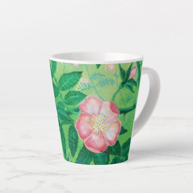 Taza De Café Latte Flores rosas silvestres Pequeñas (Ángulo derecho)
