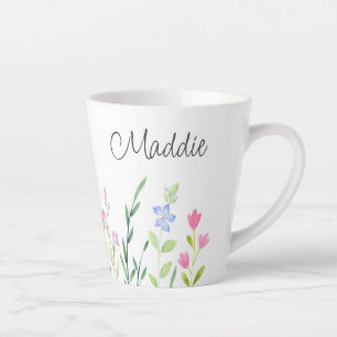 Taza De Café Latte Flores silvestres de agua Latte Mug