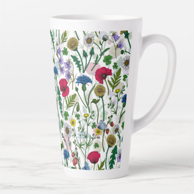 Taza De Café Latte Flores silvestres en blanco roto (Derecha)