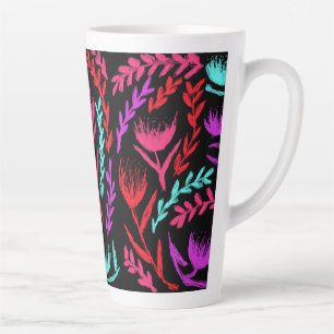 Taza De Café Latte Flores silvestres en colores que POP!
