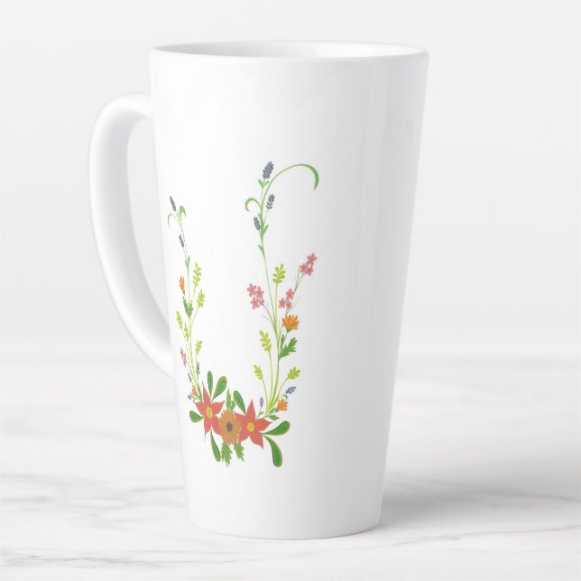 Taza De Café Latte Flores silvestres tazón de café con leche floral (Ángulo izquierdo)