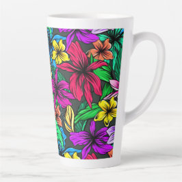 Taza De Café Latte Flores tropicales