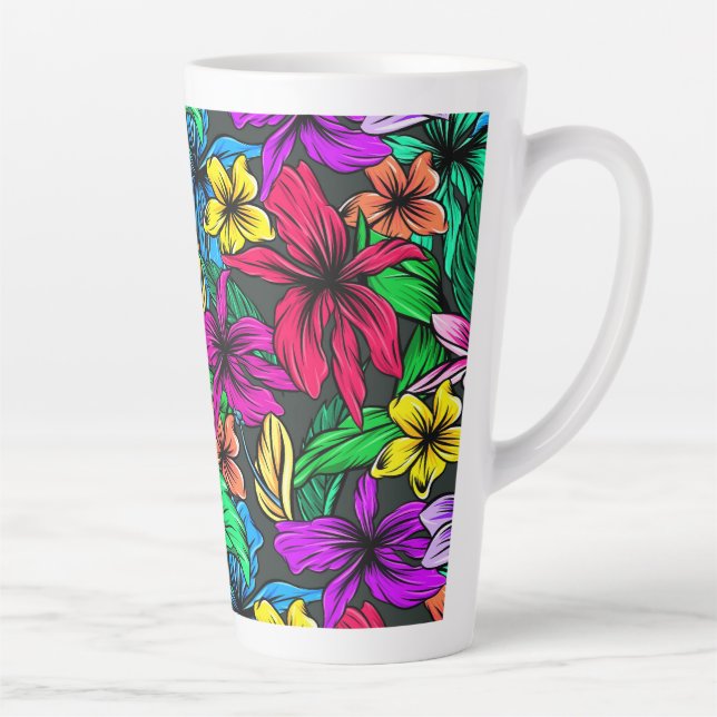 Taza De Café Latte Flores tropicales (Derecha)