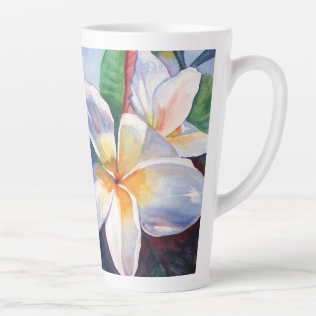 Taza De Café Latte Flores tropicales de plumeria (Derecha)