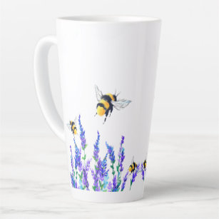Taza De Café Latte Flores y abejas Latte Mug