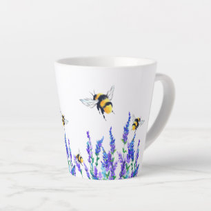 Taza De Café Latte Flores y abejas Latte Mug