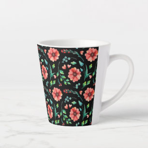 Taza De Café Latte Flores y hojas exóticas florales Patrón-45654
