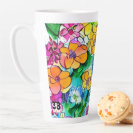 Taza De Café Latte Flores y letras