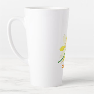 Taza De Café Latte floros blancos de color amarillo pastel