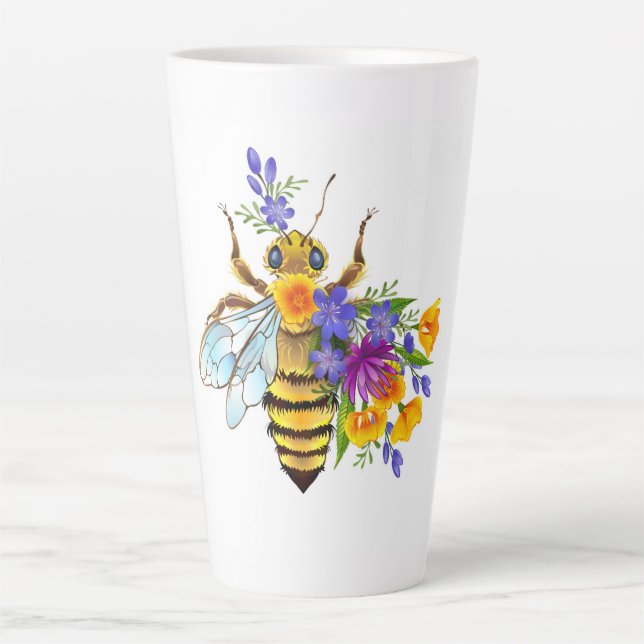 Taza De Café Latte Flower bee with wild plants (Anverso)