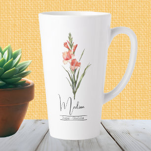 Taza De Café Latte Flower Month Nacimiento August Gladiolus